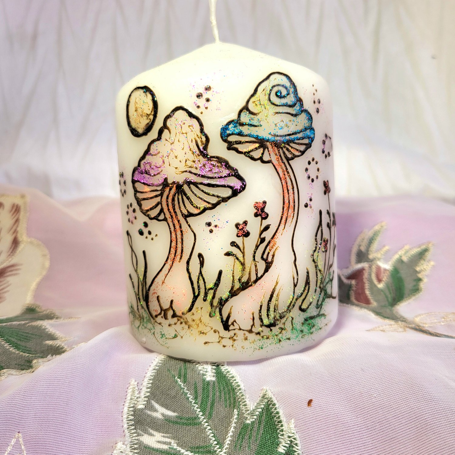 Image of 3 x 4 Mushroom Henna Pillar Candle