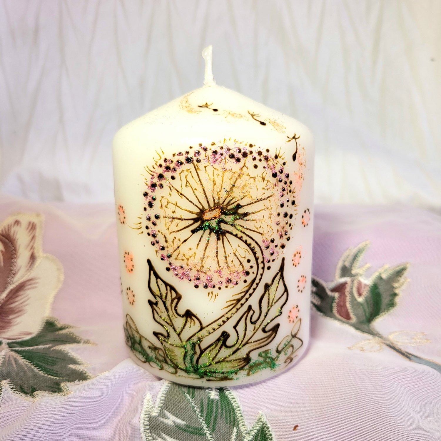 Image of 3x 4 Wish Dandelion Henna Pillar Candle