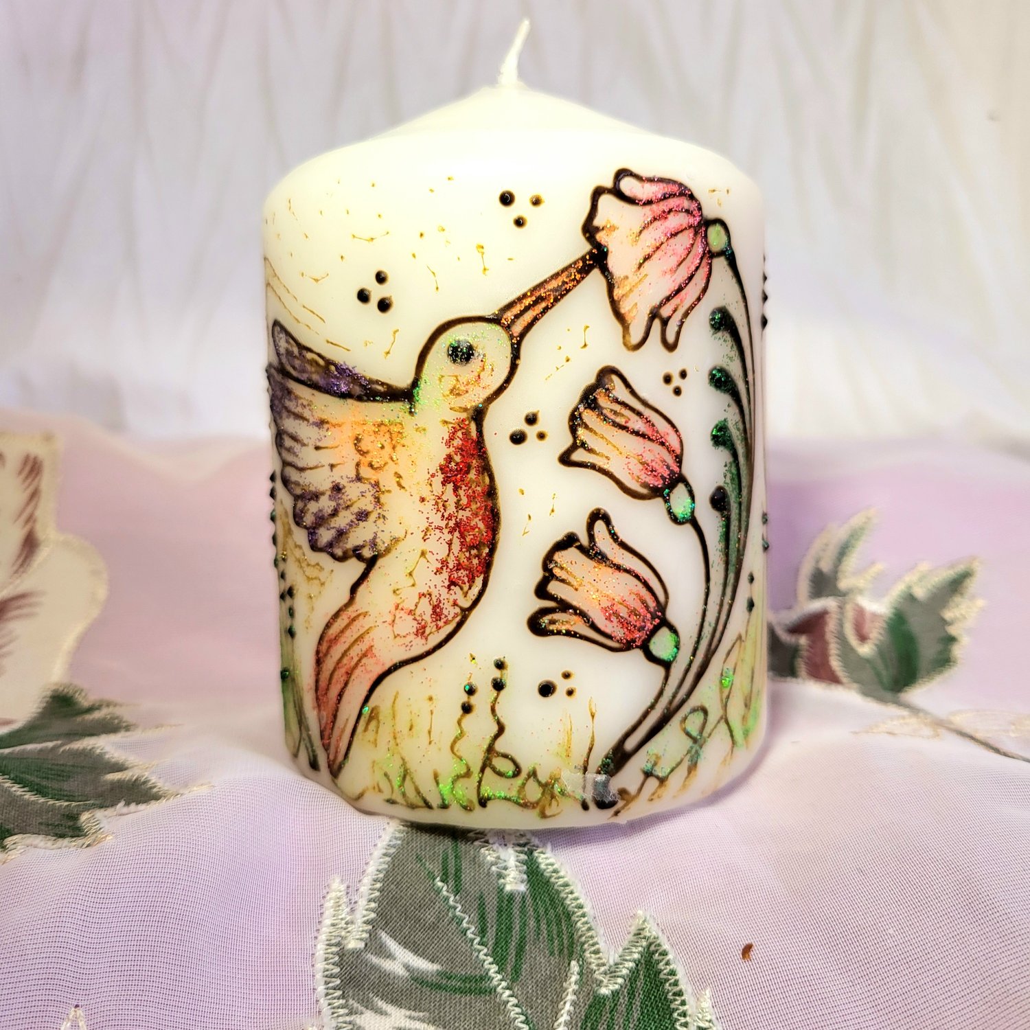 Image of 3x 4 Hummingbird Henna Pillar Candle