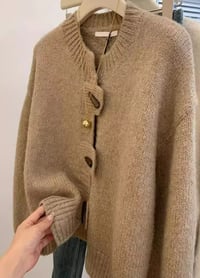 Image 2 of Oversized knit Cardigan worm beige