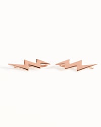 Image 4 of  Jagged Lightning Bolt Ear Climbers - 925 Silver, Gold, Rose Gold