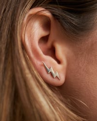Image 1 of  Jagged Lightning Bolt Ear Climbers - 925 Silver, Gold, Rose Gold
