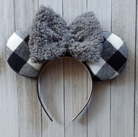Image 2 of Black & White Buffalo Plaid Ears 
