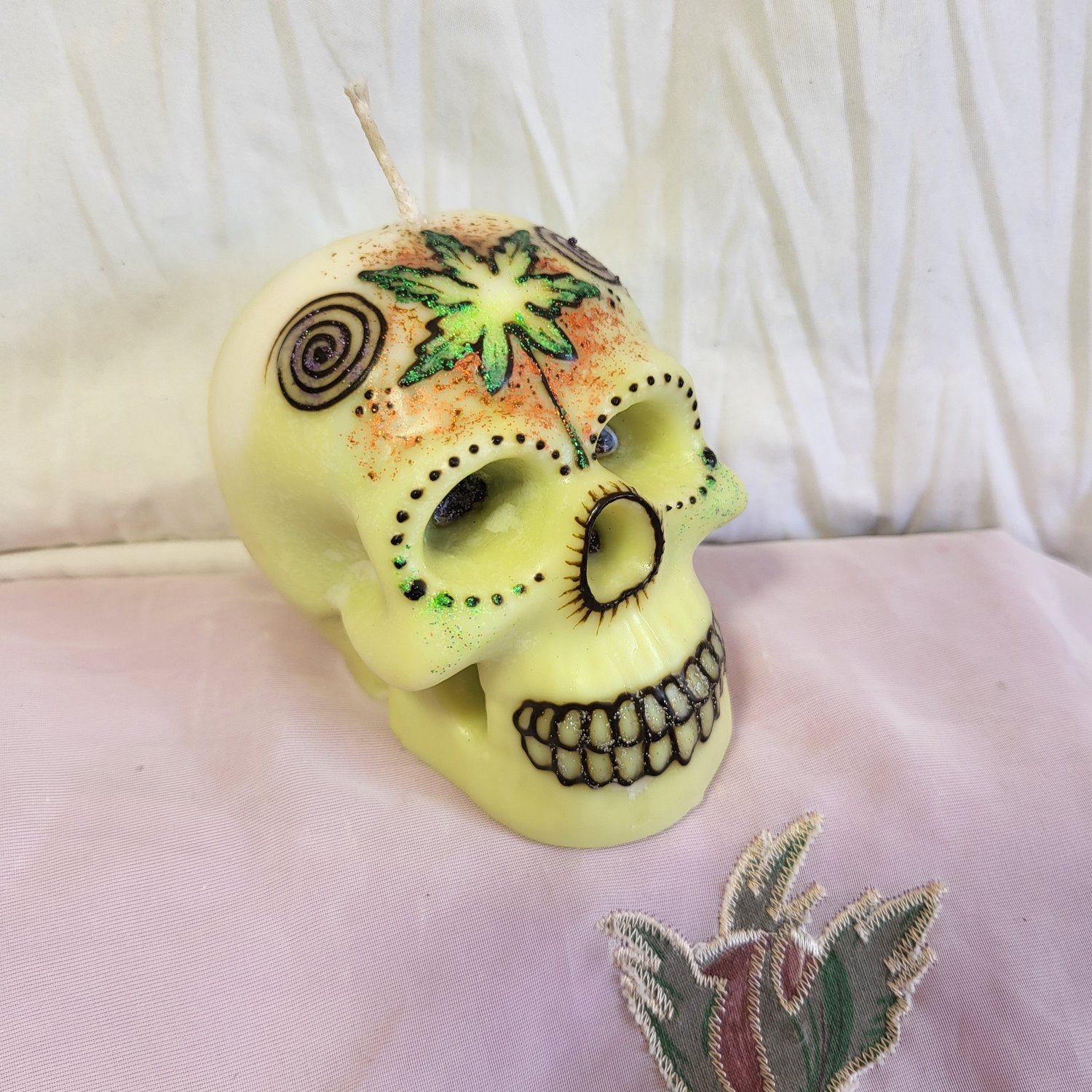 Image of Cannabis Head Skull Henna Candle