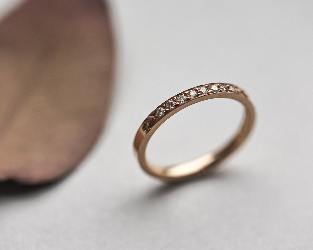 Image of 18ct Yellow gold Champagne diamond semi eternity ring