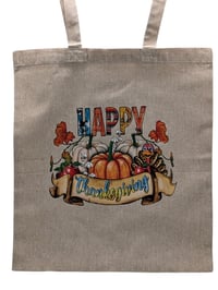 Image 1 of Happy Thanksgiving Eco-Friendly Tote (dual-sided cute images)
