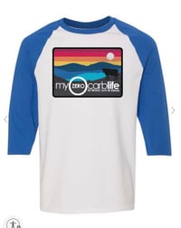 Image 1 of New Mountain Logo Unisex Baseball Shirt - Vintage Royal Blue & Heathered White