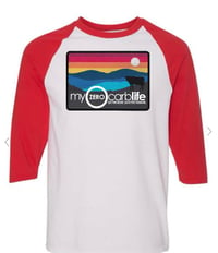 Image 1 of New Mountain Logo Unisex Baseball Shirt - Vintage Red & Heathered White