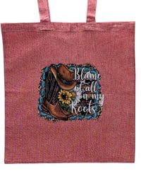Image 2 of Cow Girl- Blame It All On My Roots Eco-Friendly Tote (dual-sided cute images)