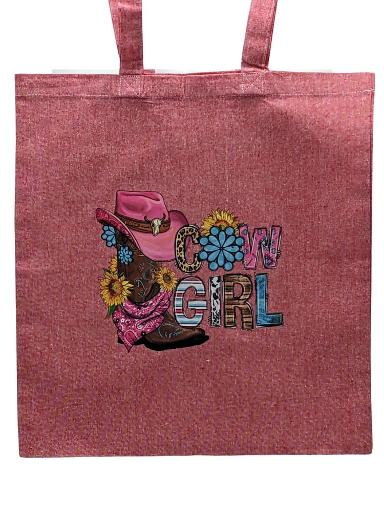 Image of Cow Girl- Blame It All On My Roots Eco-Friendly Tote (dual-sided cute images)