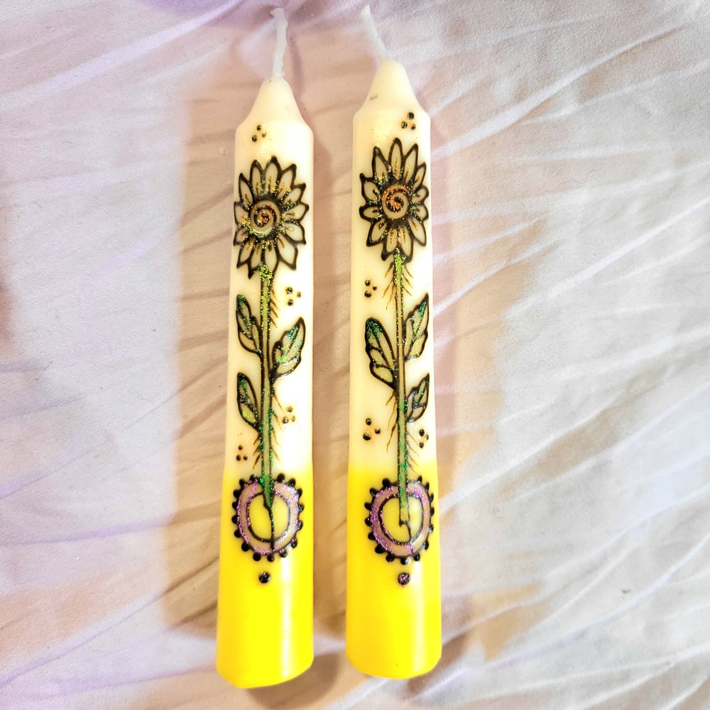 Image of Sunflower Henna Taper Candles