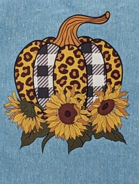 Image 4 of "I Love Fall Most of All" Sunflowers and Pumpkin Themed Eco-Friendly Tote (dual-sided cute images)