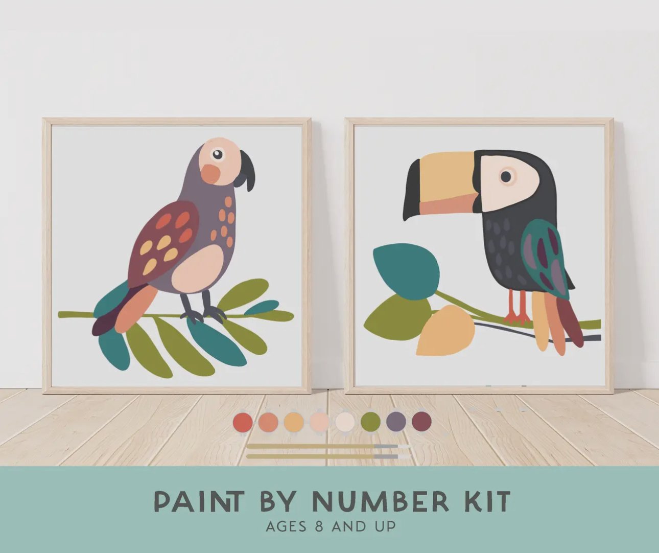 Image of Mindfulness Tropical Birds Paint By Number Kit For Kids