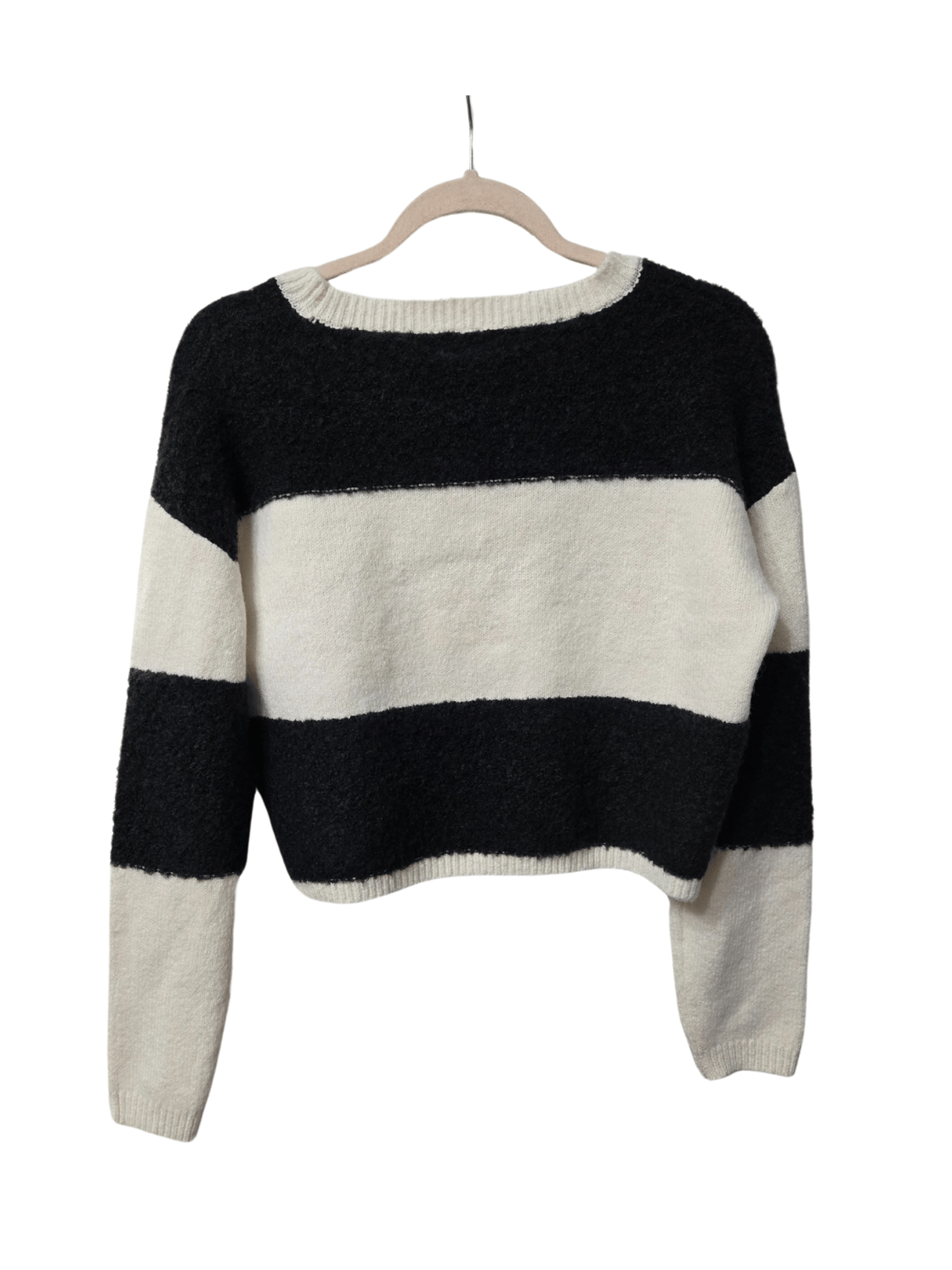 Image of Black & White Stripe Crop Sweater