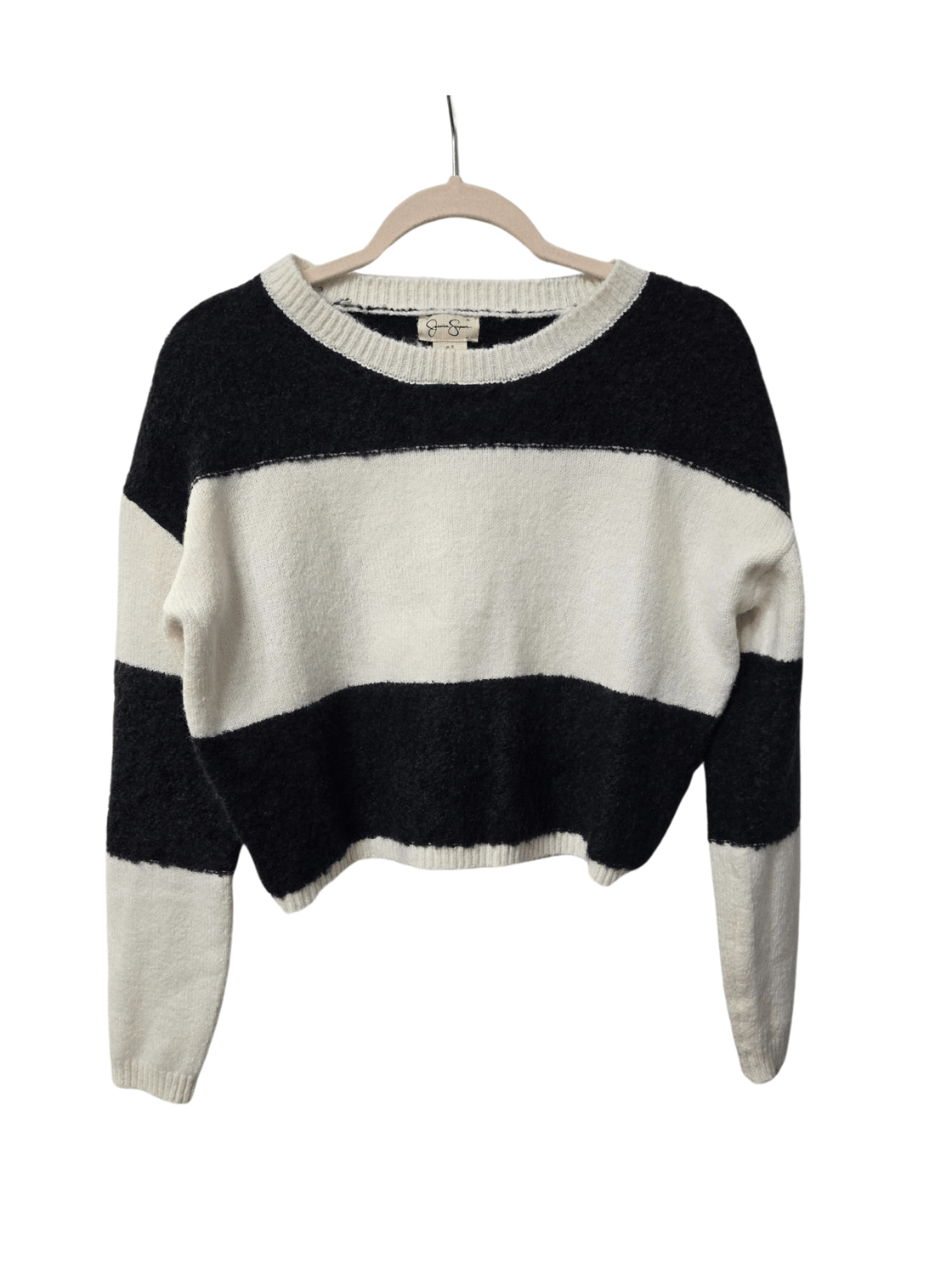 Image of Black & White Stripe Crop Sweater