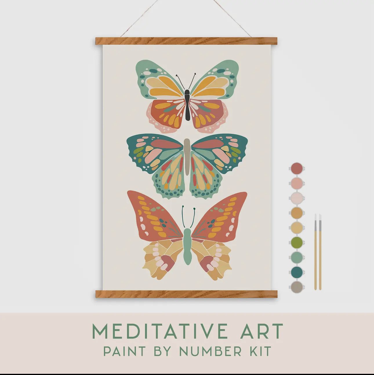 Image of Vibrant Butterflies Meditative Paint By Number Art Kit
