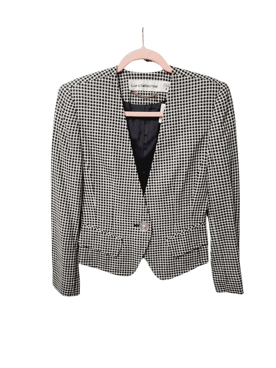 Image of Vintage Liz Claiborne Houndstooth Crop Blazer