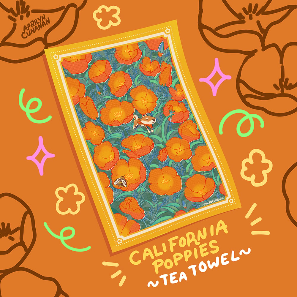 Image of California Poppy Prodo Tea Towel