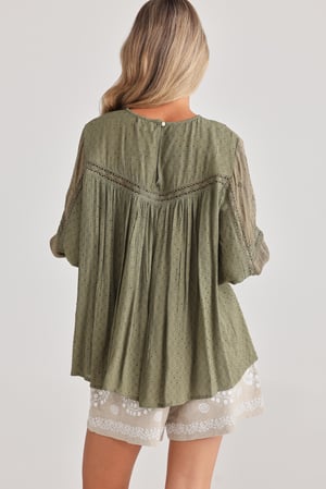 Image of Exhale Blouse. Olive Dobby. By Talisman the Label.