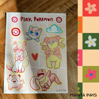 Image 2 of Pink Pokemon sticker sheet 