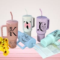 Image 1 of 40oz Kustom Floral Name Tumbler