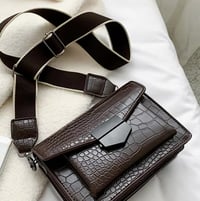 Image 1 of Crossbody Bag faux-crocodile texture coffee