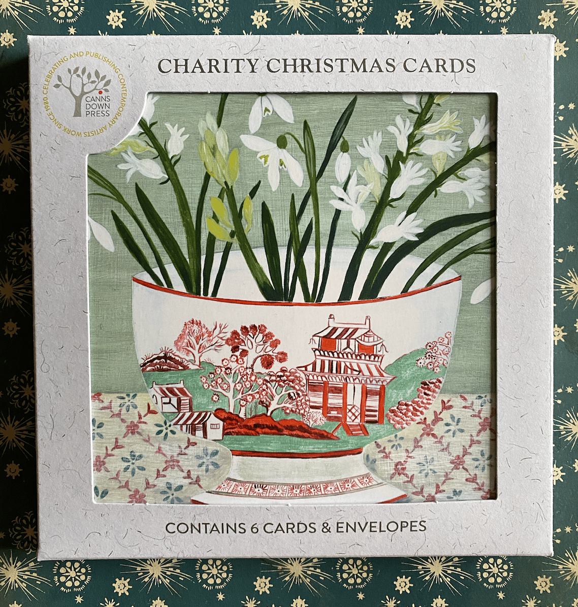 Image of Snowdrops in a bowl Christmas card pack