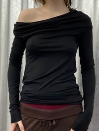 Image 2 of Black off shoulder viscose top 