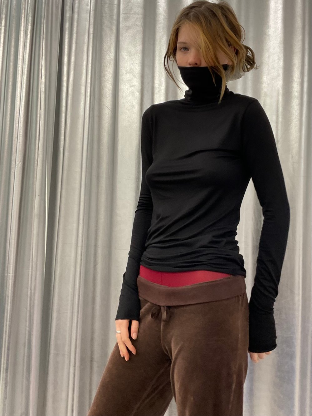 High neck soft jersey top 