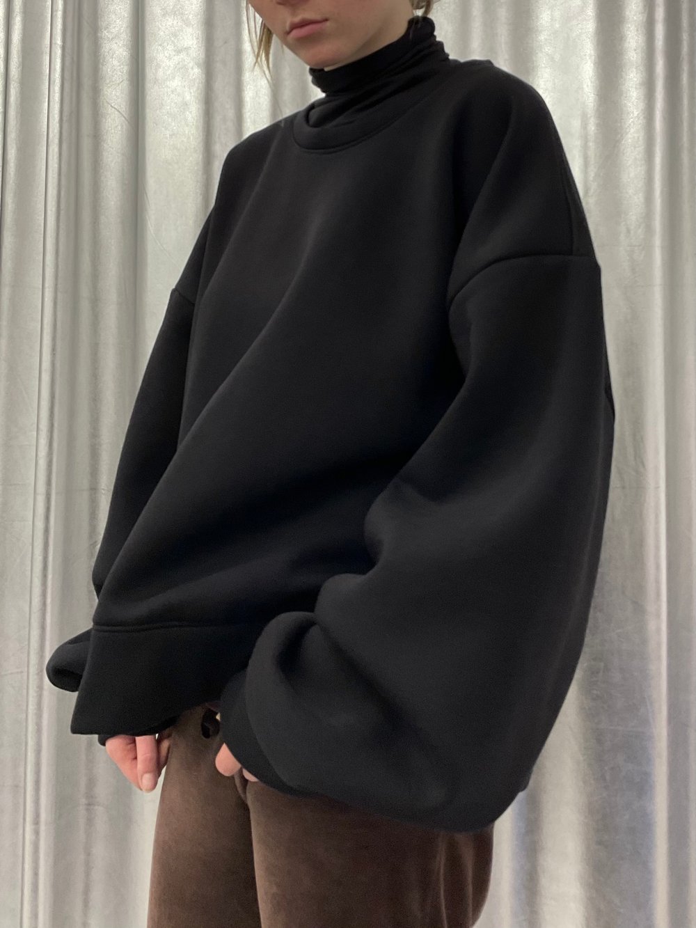 Open back sweatshirt black 