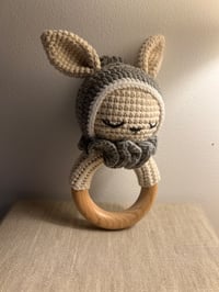 Image 3 of Crochet Bunny Rattle with hood