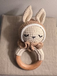 Image 1 of Crochet Bunny Rattle with hood