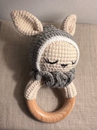 Image 2 of Crochet Bunny Rattle with hood