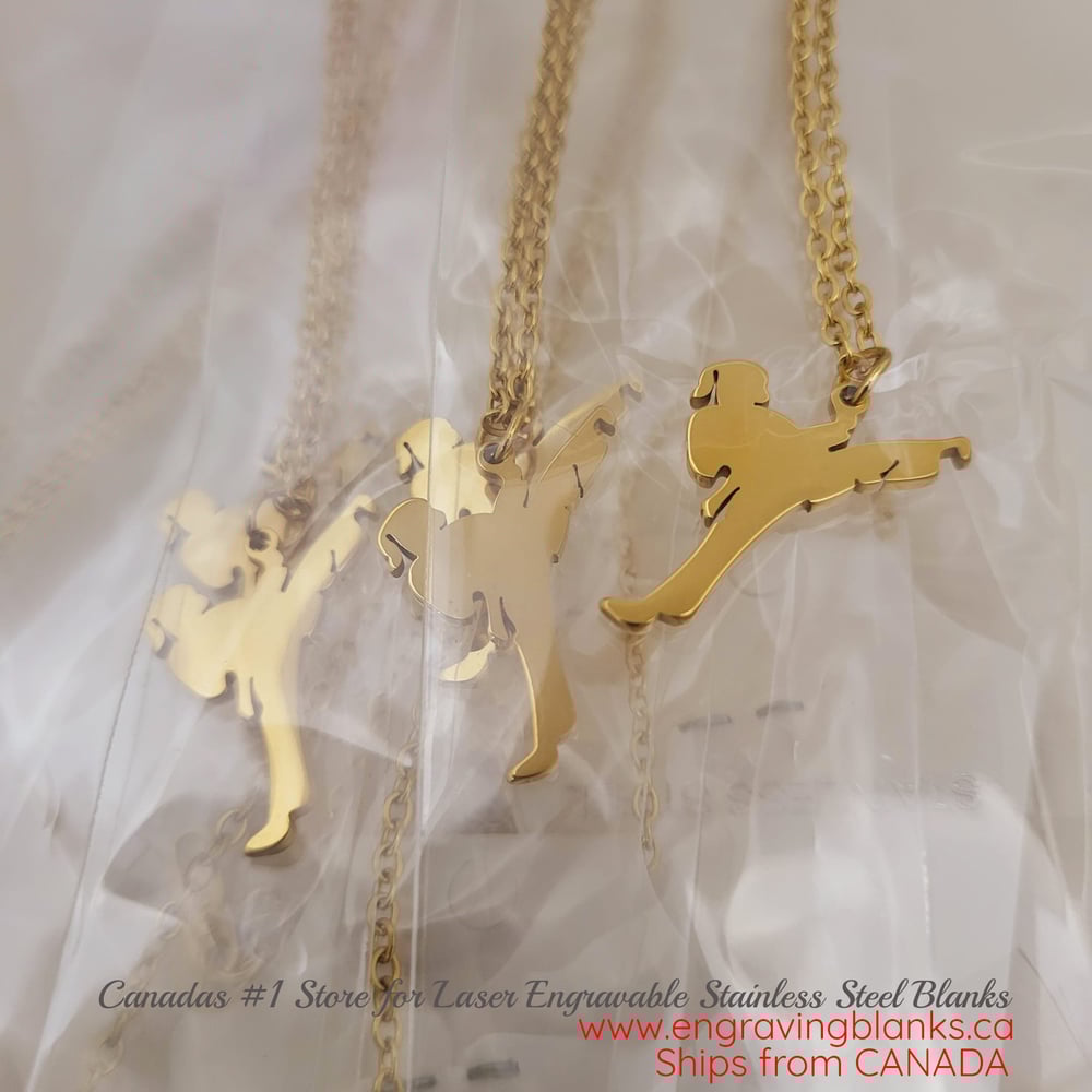 Image of Laser Engravable Martial Arts / Karate Girl Kid Pendant Stainless steel Blanks - Gold