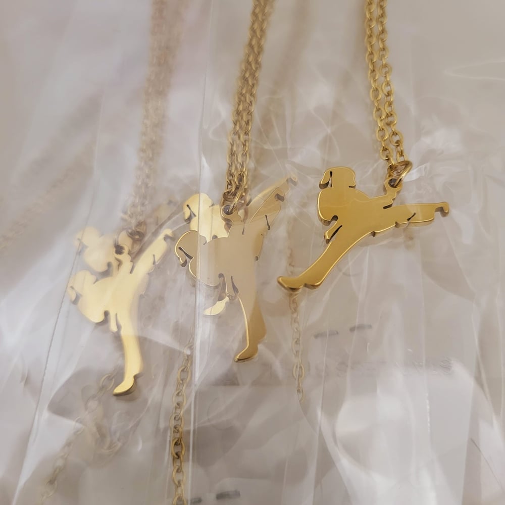 Image of Laser Engravable Martial Arts / Karate Girl Kid Pendant Stainless steel Blanks - Gold