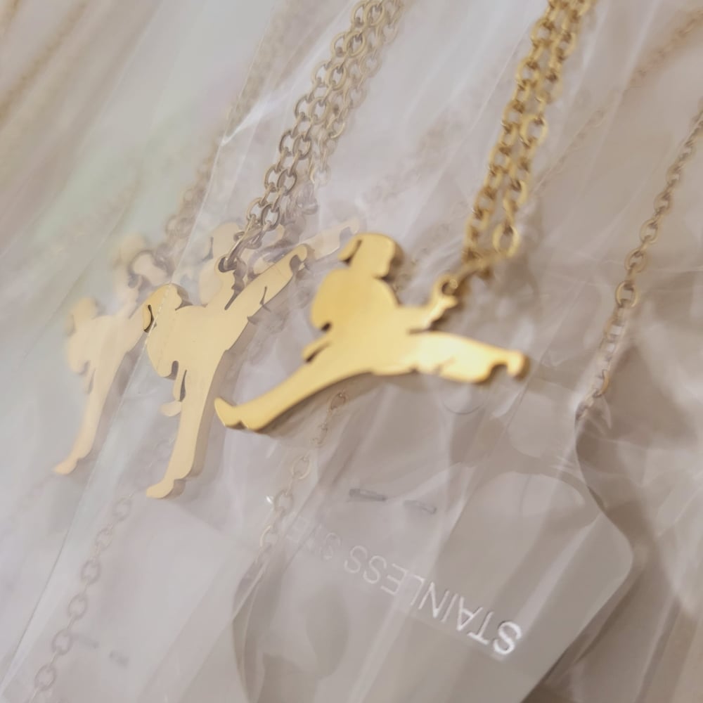 Image of Laser Engravable Martial Arts / Karate Girl Kid Pendant Stainless steel Blanks - Gold