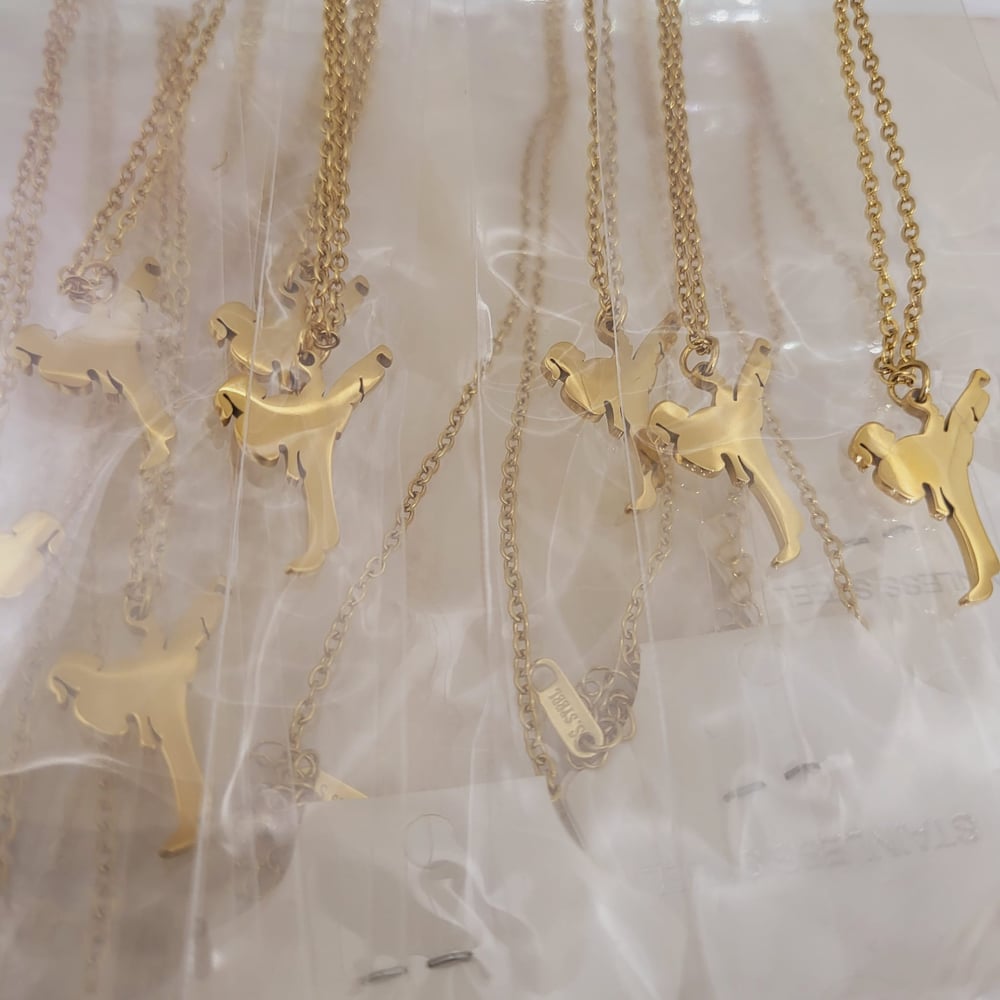 Image of Laser Engravable Martial Arts / Karate Girl Kid Pendant Stainless steel Blanks - Gold