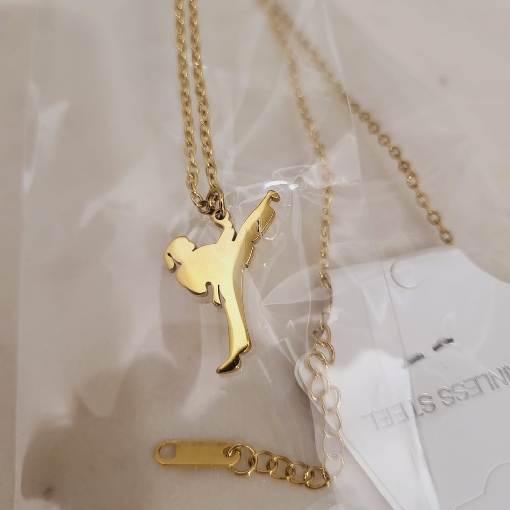Image of Laser Engravable Martial Arts / Karate Girl Kid Pendant Stainless steel Blanks - Gold