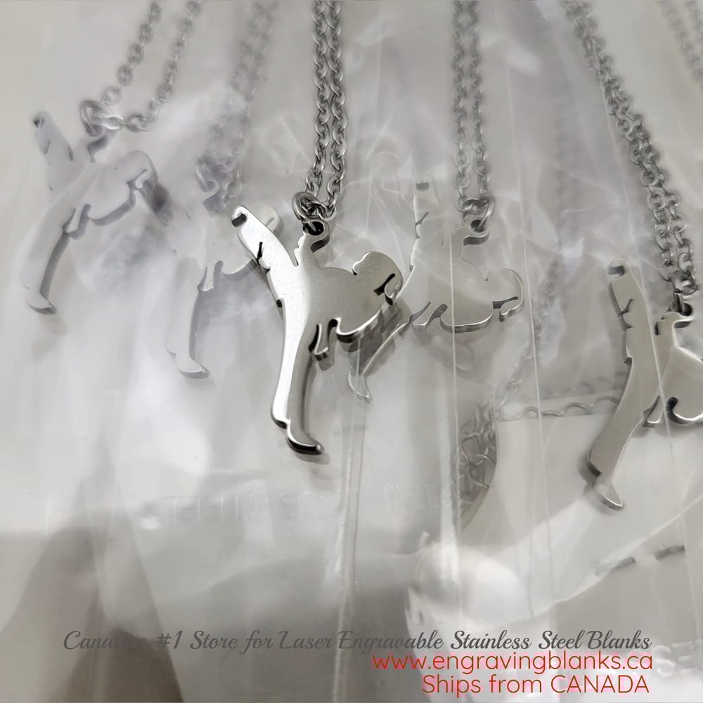 Image of Laser Engravable Martial Arts / Karate Girl Kid Pendant Stainless steel Blanks - Steel Color