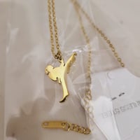 Image 4 of Laser Engraver Jewelry Blanks Karate Girl Kid / Girl Martial Arts Pendant Blanks - Gold Tone