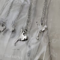 Image 3 of Laser Engraver Jewelry Blanks Karate Girl Kid / Girl Martial Arts Pendant Blanks - Steel Silver Tone