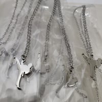 Image 1 of Laser Engraver Jewelry Blanks Karate Girl Kid / Girl Martial Arts Pendant Blanks - Steel Silver Tone