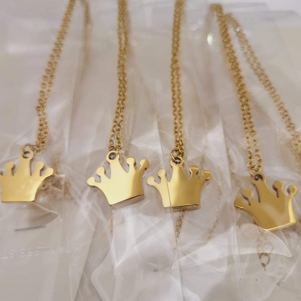 Image of Laser Engravable Crown Pendant Stainless steel Blanks - Gold Color