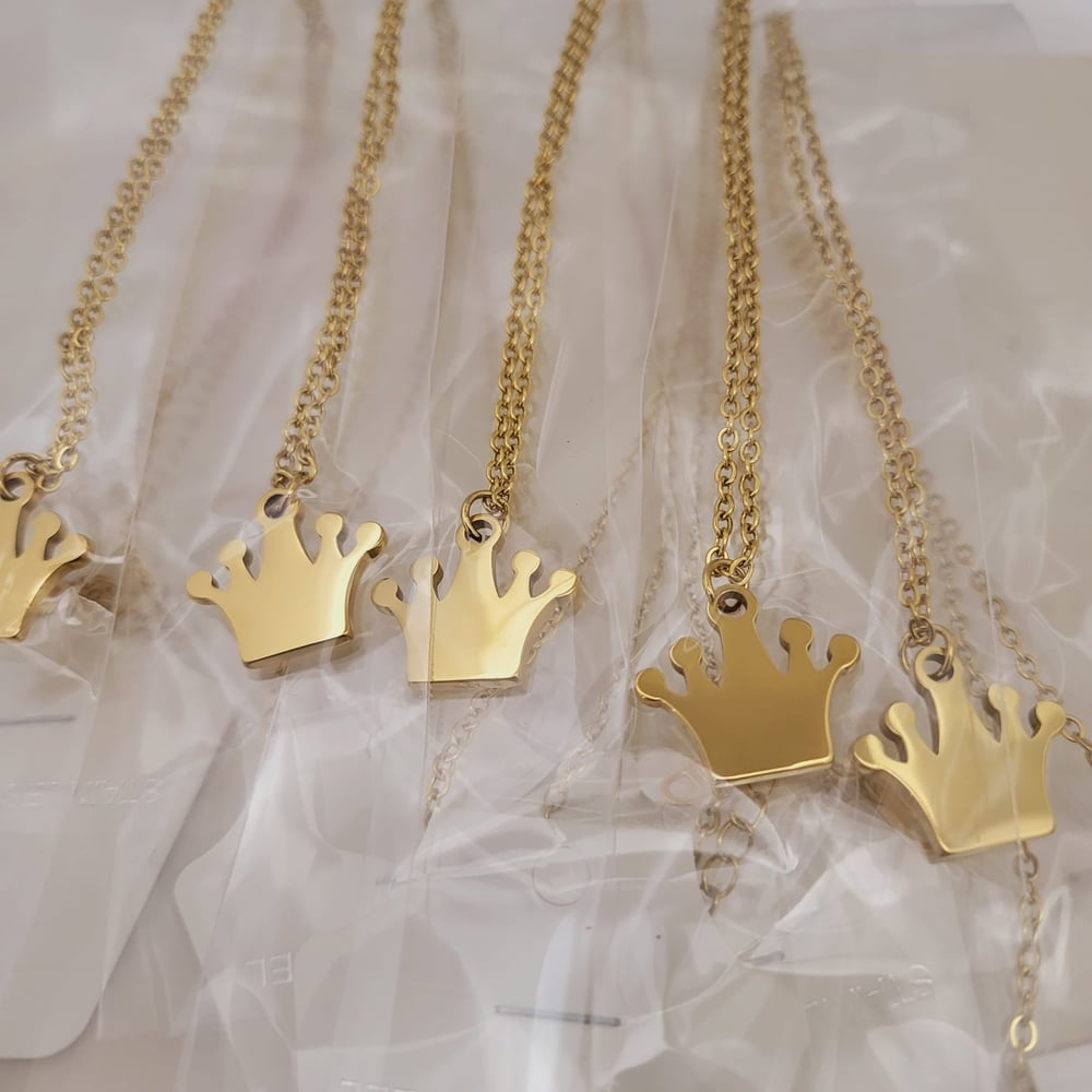 Image of Laser Engravable Crown Pendant Stainless steel Blanks - Gold Color