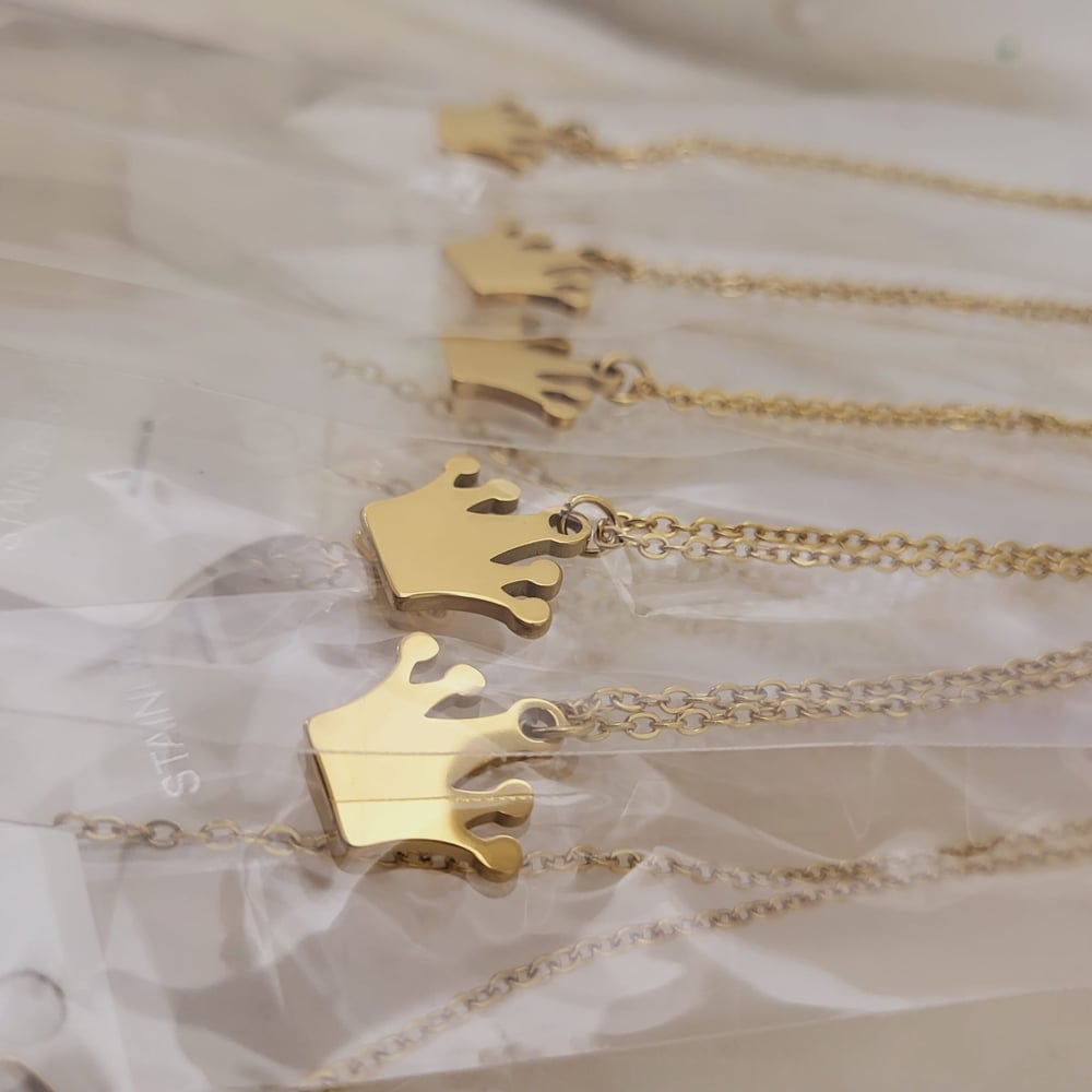 Image of Laser Engravable Crown Pendant Stainless steel Blanks - Gold Color