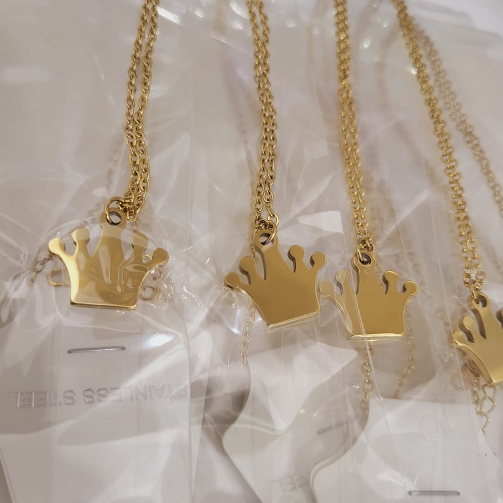 Image of Laser Engravable Crown Pendant Stainless steel Blanks - Gold Color