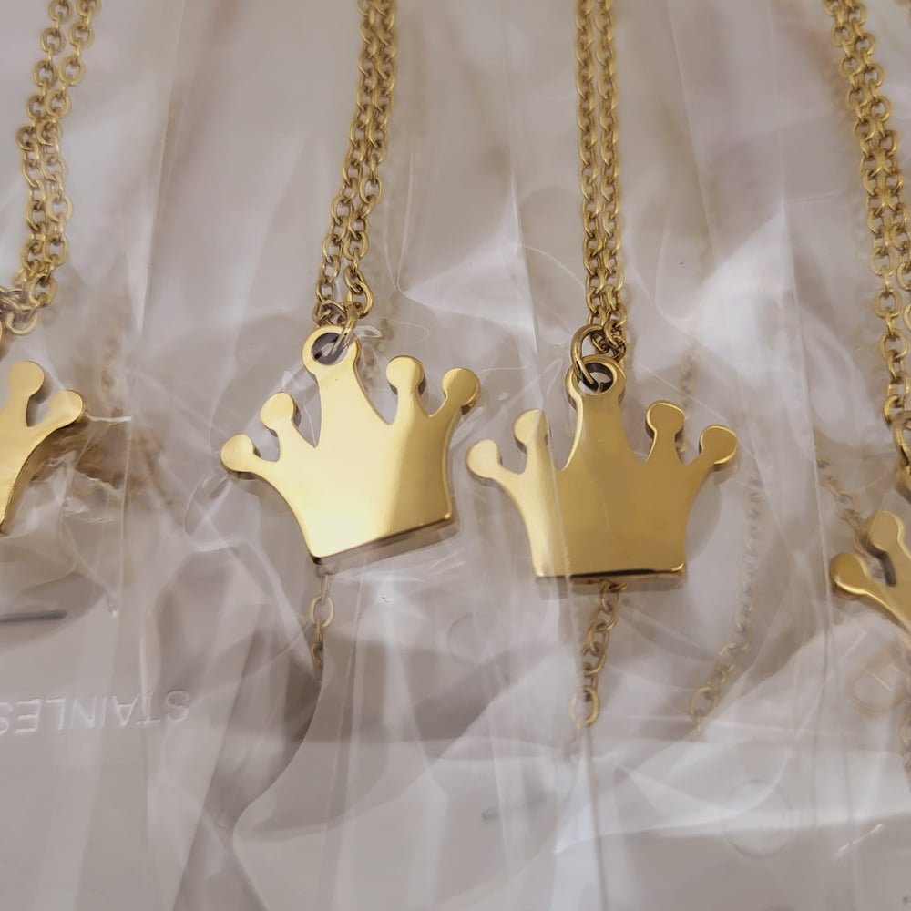 Image of Laser Engravable Crown Pendant Stainless steel Blanks - Gold Color