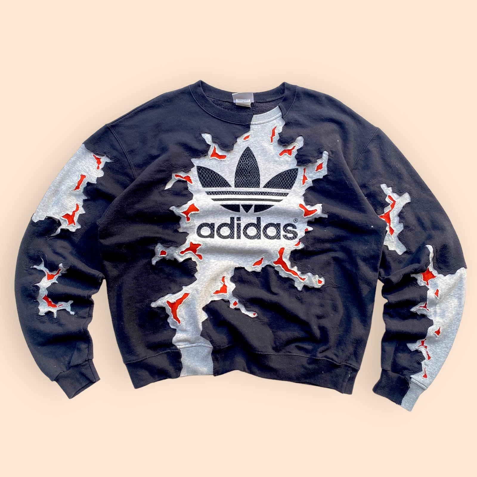 REWORKED ADIDAS CRACKED SWEATSHIRT SIZE L