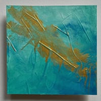 Image 1 of ORIGINAL COASTAL PROSPERITY Texture Abstract Painting 8 x 8 Unframed with 12 x 12 Matting