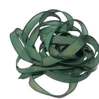 Image 1 of 1PC. EMERALD CITY  42" hand dyed wrist wrap bracelet silk ribbon by COLOR KISSED SILK